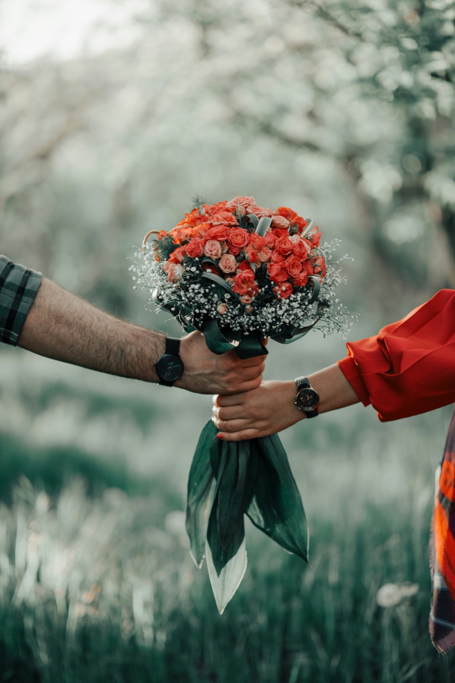 A bouquet exchanged between neighbors
